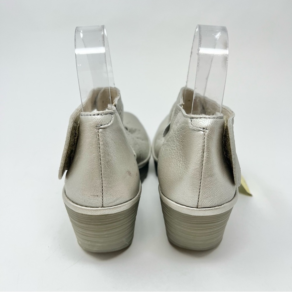 Fly London Silver Leather Wedge Mary Jane - Picture 4 of 12